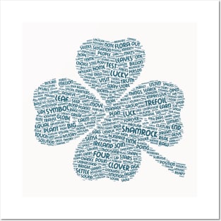 Shamrock Leaf Silhouette Shape Text Word Cloud Posters and Art